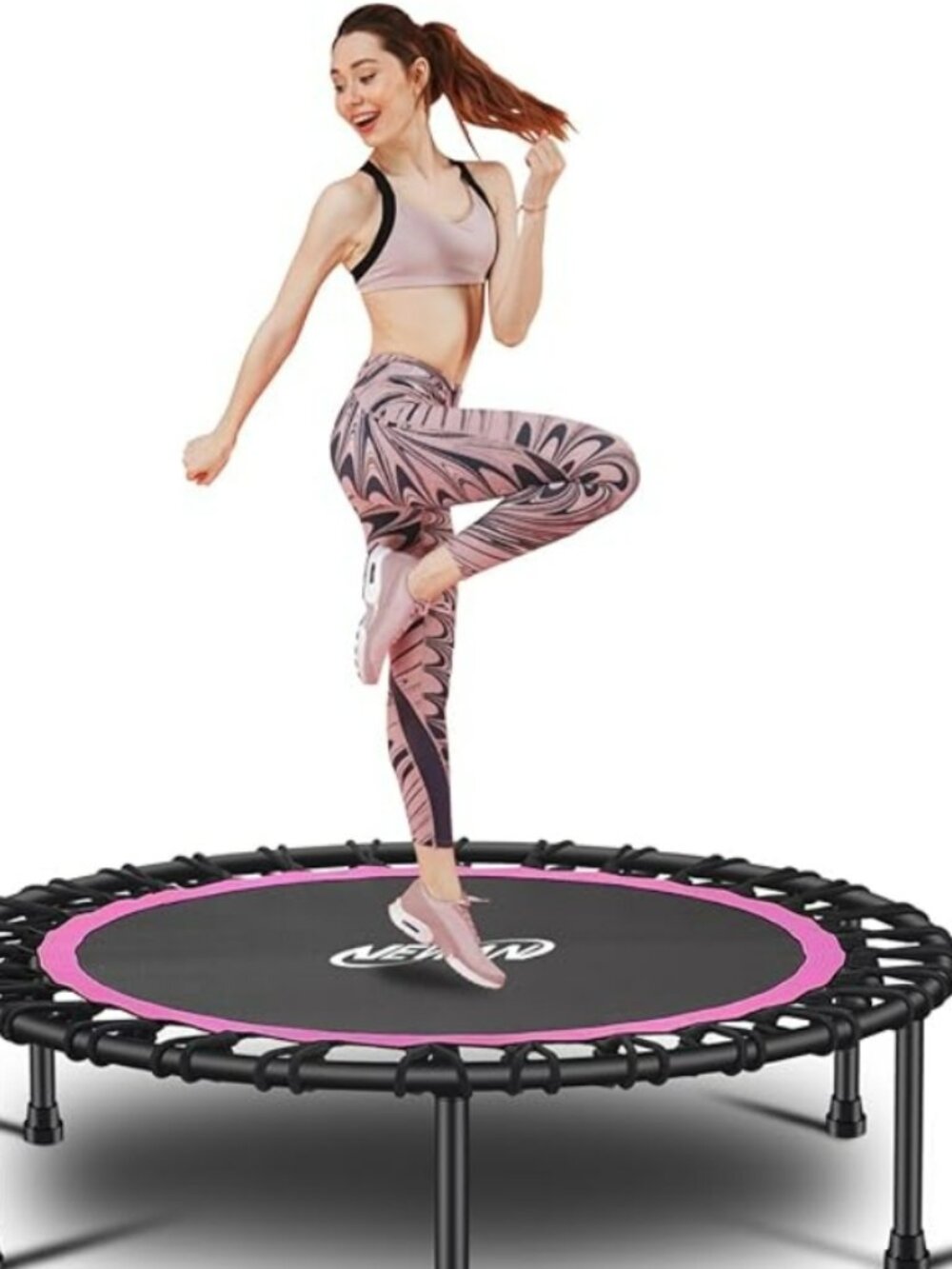 Newan 48" Round Pink (have Hand Fitness Trampoline Bungee Rebounder Jumping pink
